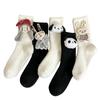 MeiasCheng atacado para outono e inverno feminino forradas com fleece espessadas quentes veludo estilo boneca dormir versátil meias felpudas