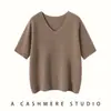 Nuevo suéter de cachemira para otoño e invierno para mujer, premium listo para usar, hilo jaspeado de colores, cuello en V, manga corta, elegante, adecuado para ir al trabajo, moderno y versátil, manga larga