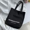 Verano Letras Simples Bolsa de Lona Portátil Cierre Bolso de Hombro Casual Bolsa de Tela Snack Compras Computadora Bolsa para Libros para Mujeres