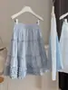 Saia de Bolo Doce em Camadas com Babados para Mulheres, Novo Estilo de Verão, Saia Midi Versátil de Cintura Alta Branca para Figuras Baixas