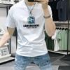 Camiseta masculina de manga curta, nova moda verão 2025, estampada, manga curta, slim fit, gola redonda