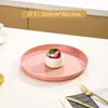 Bandeja Redonda de Plástico Espessado para Sala de Estar Doméstica Prato de Exibição para Xícara de Chá Loja de Café Prato de Sobremesa Luxo Leve Prato Aprofundado para Frutas