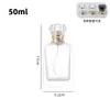 Botellas cuadradas de vidrio de alta transparencia al por mayor para perfume de 30/50/100 ml para fragancias y cosméticos, botellas vacías recargables con pulverizador de presión