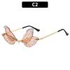 Gafas de Sol Divertidas sin Montura Transfronterizas Europeas y Americanas Libélula Diamante Danza Estilo Callejero Gafas de Sol Tendencia TikTok
