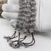 Pulsera de Cuentas Redondas con Mantra de Seis Sílabas de Plata Tibetana Pulsera de un Círculo de 8 mm de Plata Brillante Joyería al por Mayor de Seis Sílabas