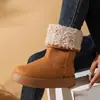 Botas de Nieve Gruesas de Felpa Multicolores Invierno Borde Enrollado para Mujer con Forro de Terciopelo Cálido Zapatos de Algodón Suela Gruesa Antideslizantes Zapatos para Mujer