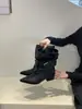 Botas de mujer con tacón grueso, nuevo modelo otoño/invierno 2026, punta fina, hebilla de cinturón, botas apiladas, botas de media pantorrilla