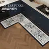 Alfombra de Piso Retro Francesa para Cocina Diatomeas L-Shaped Pieza Única Absorción de Agua Antideslizante Resistente a la Suciedad Felpudo Doméstico Alfombra Larga de Tira