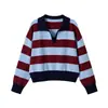 Estilo Europeo y Americano Transfronterizo Z Nueva Moda Elegante Ropa para Mujer al por Mayor Camisa Polo de Punto Rayada de Manga Larga 5536012