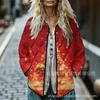 Sudadera de Algodón con Cuello Alto y Pliegues para Mujer 2025, Estampado Floral Retro, Rayas Otoño e Invierno, Botones, Sudadera para Mujer