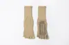 Calcetines de Yoga para Mujer de Primavera y Otoño, Calcetines de Pilates, Calcetines Antideslizantes Profesionales, Calcetines Blancos de Cinco Dedos a Media Pantorrilla, Calcetines Finos para Deportes de Interior y Fitness