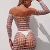 Yuedie Lingerie Sexy Estilo Europeu e Americano Vestido Bodycon de Um Ombro com Manga Longa e Recortes em Renda de Peixe Yd2573