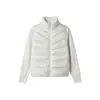 En stock, chaqueta corta acolchada con manga de punto empalmada para mujer, otoño e invierno, chaqueta cárdigan cálida de plumón de pato de color liso