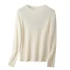 Suéter de Gola Redonda 100% Lã Merino Peça Única Sem Costura Feminino Outono Novo Estilo Solto Versátil Básico Pulôver Camisa Base de Tricô