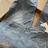 Jeans para Mujer de Pierna Ancha, Tiro Alto, Adelgazantes, de Corte Recto Holgado con Caída, Dobladillo Curvo, Bordado de Estrellas Colorido de Moda