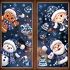 Nuevo Pegatina Estática Azul Navideña de Hombre de Jengibre Lindo Muñeco de Nieve Árbol de Navidad Copo de Nieve Pegatina de Vidrio Pegatina para Ventana