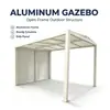 Gazebo de alumínio externo com cortinas, toldo para pátio, gazebo de lazer à prova de chuva e sol para terraço de jardim, pavilhão personalizado