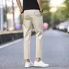 Pantalones de Hombre Semi-Elásticos de Nueve Puntos, Corte Recto Delgado, Estilo Delgado de Verano, Pantalones Casuales Versátiles Elásticos para Hombre