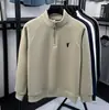 Sudadera Gruesa para Hombre con Cuello Alto, Forro de Polar, Otoño 2025, Nueva, Media Cremallera, Casual, Holgada, Manga Larga, Bordada para Hombre