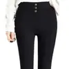 Pantalones Casuales de Primavera y Otoño, Pantalones Lápiz Calientes para Abrigo, Pantalones Skinny Negros Engrosados, Leggings Ajustados Versátiles Adelgazantes para Mujer