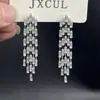 Pendientes Largos con Borla de Aguja de Plata 925 para Mujer de Gama Alta Ultra Brillantes de Circonita Pendientes de Borla de Moda Populares en Internet