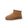 Botas de nieve gruesas de invierno para hombres y mujeres, zapatos cálidos de algodón y cuero genuino, botas bajas planas antideslizantes de talla grande, talla 43