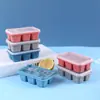 Molde de Silicona para Helado Casero con Tapa Seis Compartimentos Mini Base Suave Cuadrado Refrigerador de Helado Molde de Hielo Casero Artefacto para Cubitos de Hielo