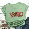 Nova Camiseta Coração de Leopardo Estampa de Leopardo Amor Dia dos Namorados Exportação Europeia e Americana Gola Redonda Manga Curta Camiseta de Exportação