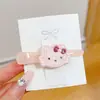 Pinza para el pelo de Gato KT a cuadros dulce y linda para niña, clip de flequillo lateral de dibujos animados, pinza de pico de pato simple versátil para cabello suelto