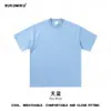 Camiseta de manga corta clásica de estilo americano, de peso pesado 280 g de algodón puro, hombros caídos, color liso, con cuello pequeño, unisex
