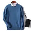 Nuevo Suéter de Cachemira para Hombre Otoño e Invierno 2023, Suéter de Lana de Punto Grueso con Cuello Redondo, Camisa Base Casual de Negocios para Jóvenes