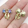 Accesorios de joyería dorados con mariposas coloridas de pedrería, dulces y lindos, para pulseras, pendientes y colgantes hechos a mano para DIY, venta al por mayor