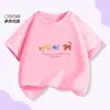 Camiseta Infantil de Verão Estilo Coreano, Top Ins de Manga Curta para Meninos e Meninas, Moda com Estampa de Desenho Animado para Meninos, Venda por Atacado Disponível