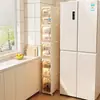 Armario de Almacenamiento para Espacios Pequeños Armario de Almacenamiento de Cocina 2 Carros Laterales Anchos Estante de Almacenamiento para Espacios Estrechos de Baño 1 cm Extremadamente Estrecho Refrigerador