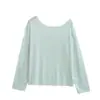Camiseta Feminina de Manga Longa, Gola Assimétrica Ombro a Ombro, Estilo Preguiçoso, Nova, Versátil, Solta, para Dança, Esportes, Pulôver