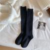 Meias de cashmere de cano médio até o joelho para mulheres sem descer o cano para outono e inverno, cor sólida, com agulha dupla, meias de cano longo para mulheres, estilo ins