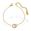 Nuevo Pulsera Sencilla Entrelazada con Circonita de Estilo Europeo y Americano de Lujo Ligero, Acero Inoxidable Chapado en Oro de 18K, Pulsera de Moda para el Día a Día