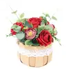 Cesta tejida, Cesta para arreglo floral simulado, Bolso tipo bandolera Mini cesta de flores, Objetos pequeños para el hogar, Bolso de mano para bodas, Exhibición para fiestas navideñas