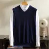 Nuevo chaleco de hombre 100% cachemira pura para otoño/invierno, suéter de cuello en V, chaleco de punto, camiseta interior casual sin mangas