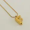 Venta Caliente Transfronteriza 26 Collares en Inglés A-Z Letra Gruesa Cadena de Serpiente Redonda Chapado en Cobre Oro de 18K Colgante de Letra Burbuja para Mujer
