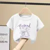 2303 # Camiseta de Manga Corta para Niña 2025 Nuevo Estilo Veraniego para Niños Tops Talla Mediana y Grande Ropa para Niños Camiseta 100% Algodón para Niña