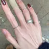 Anillo Ovalado Ancho de Plata Apilable Popular de Xiaohongshu para Mujer, Diseño Único, Anillo para Dedo Índice, Venta al por Mayor de una Pieza