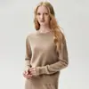 100% cachemira, nueva colección otoño/invierno 2026, suéter de cuello redondo para mujer, simple y versátil, tejido liso, capa base suave y cómoda