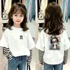 Camiseta de manga larga a rayas para niña, nuevo estilo primavera/otoño, top de cuello redondo moderno para bebés, ropa infantil holgada y casual