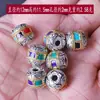 Pulsera de Cuentas Espaciadoras de Barril con Mantra de Seis Caracteres God of Wealth de Cinco Vías en Aceite 18K que Conserva el Color Accesorios Pequeños Antiguos Retro