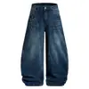 Ropa para Hombre Retro Americano Jeans con Diamantes Unisex Marca de Moda Geniales Pantalones de Pierna Ancha Sueltos Pantalones Cimitarra para Pareja
