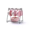 Conjunto de Xícaras de Chá Florais Simples Escandinavas Rosa Cinza Xícara de Café Chá de Frutas Chá da Tarde Bule Copo de Água