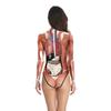 Fiesta de Rendimiento de Noche de Halloween Traje de Baño de Una Pieza con Estampado de Tejido Corporal B120-045