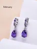 Conjunto de collar y aretes transfronterizos europeo y americano piedra de nacimiento de diciembre circonita acero inoxidable colgante de gota