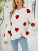 Blusas para Mujer con Corazón Irregular Tridimensional de Cuello Redondo, Suéter de Punto Pullover Estilo Perezoso para Abrigo, Diseño de Corazón para el Día de San Valentín